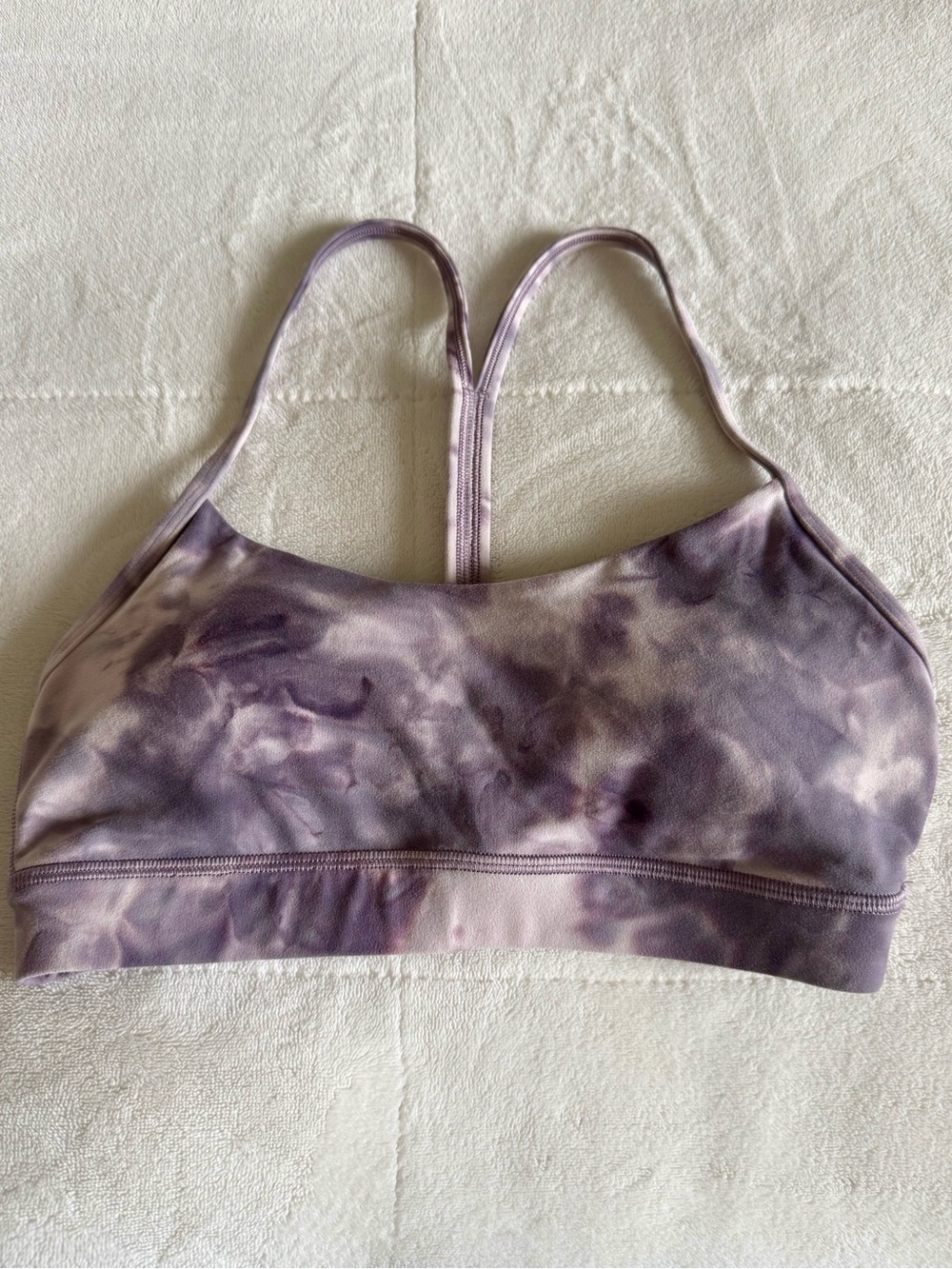 Lululemon Flow Y Bra, Diamond Dye Pink Bliss Graphite Purple, Size 4